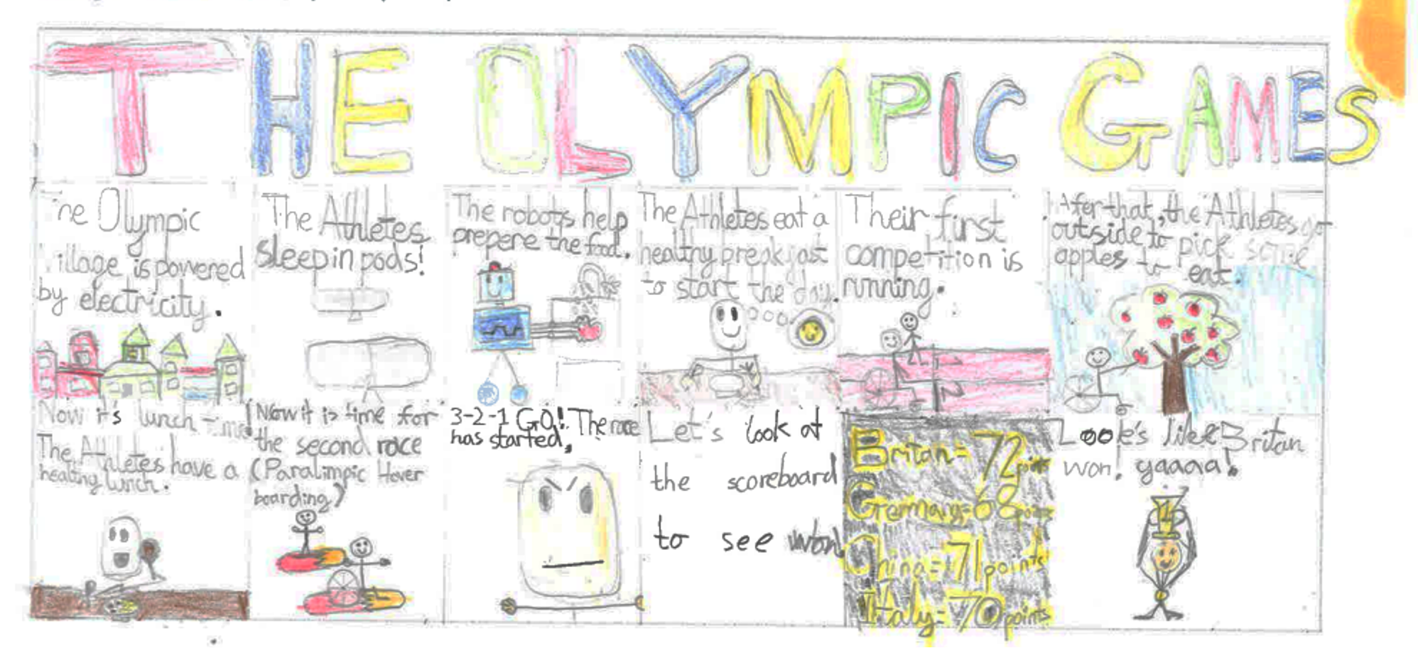 The winning comic strip in the 5–7 age category by George, age 6, from Westbourne Primary School